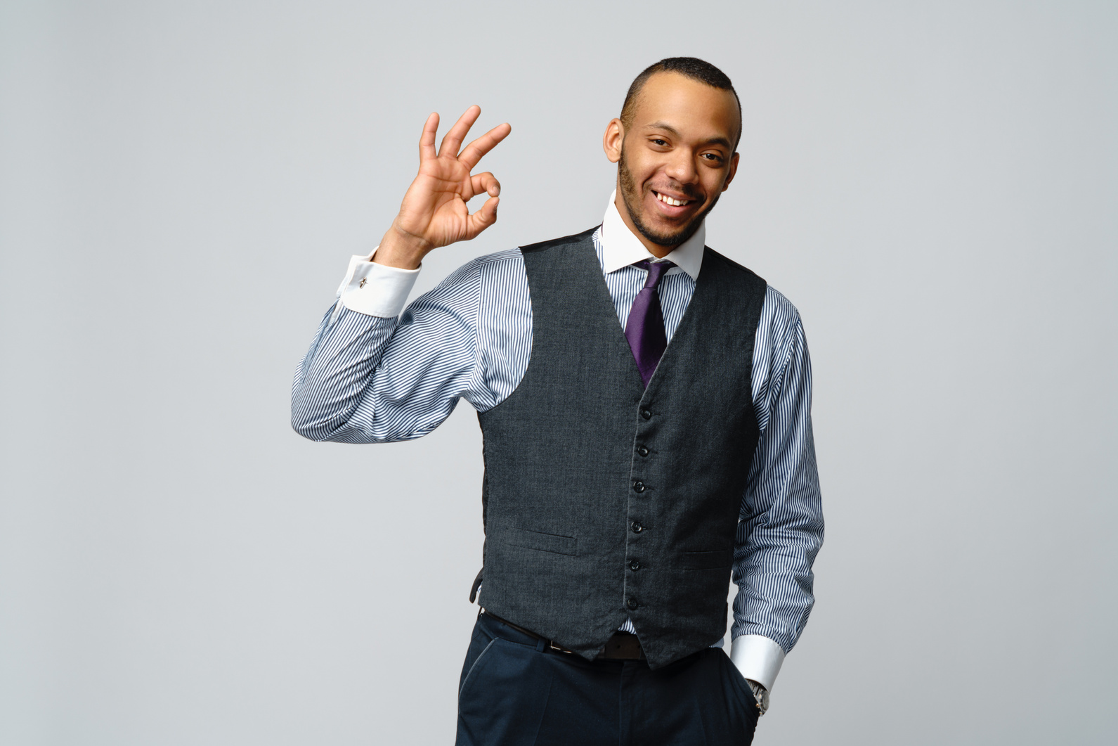 Professional African-American Business Man - Showing Ok Sign